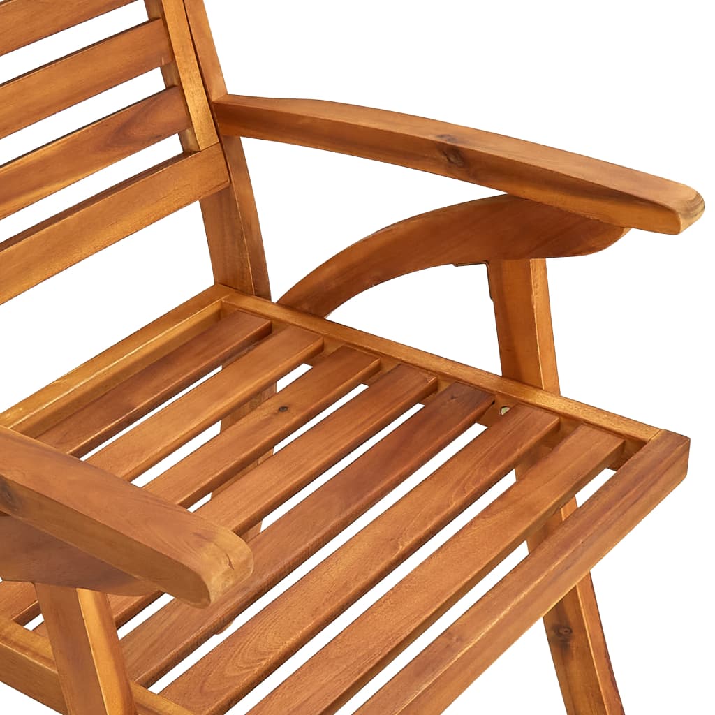 Garden Chair | Set of 3 | Brown | Solid Acacia wood | Medium