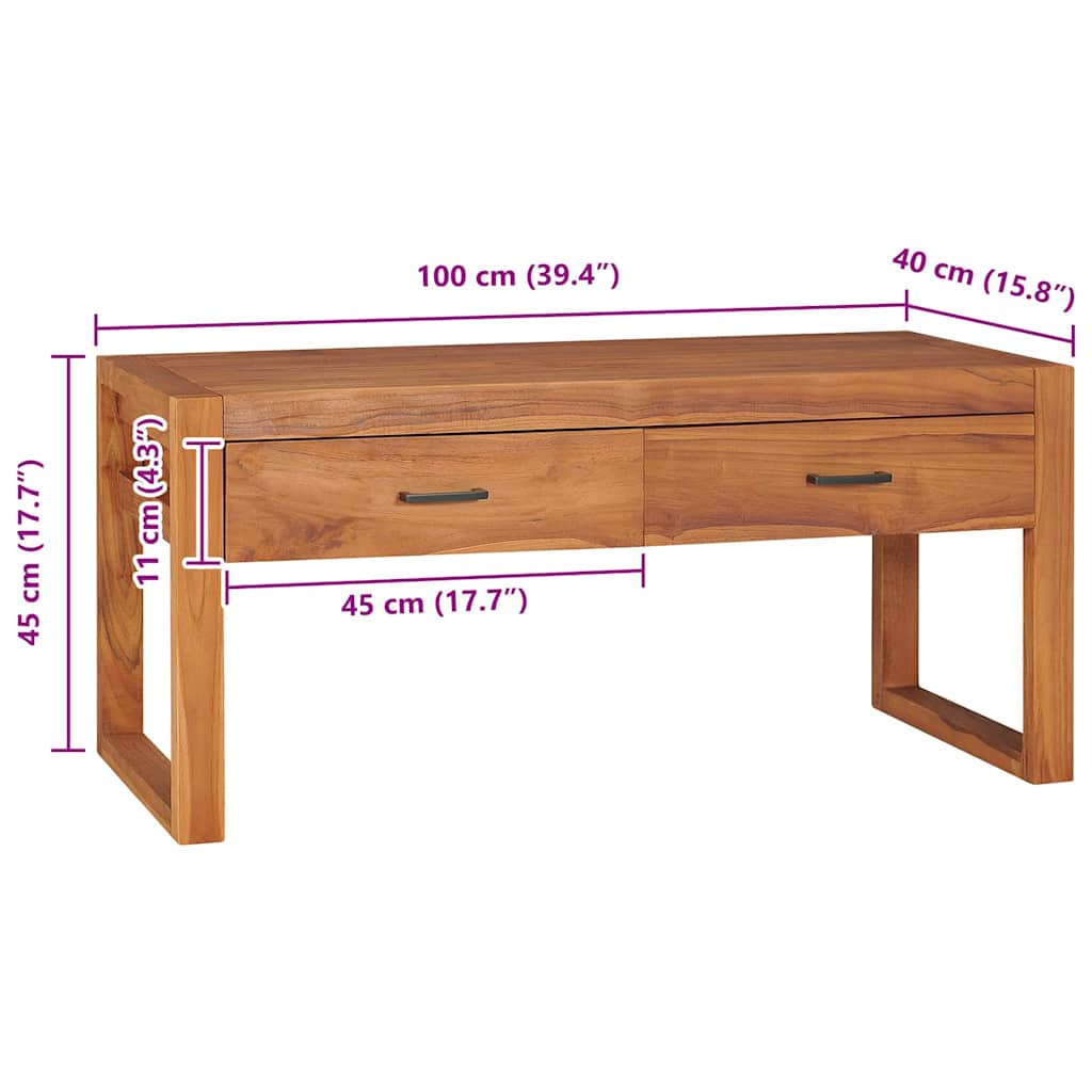 325272 vidaXL TV Cabinet 100x40x45 cm Teak Wood