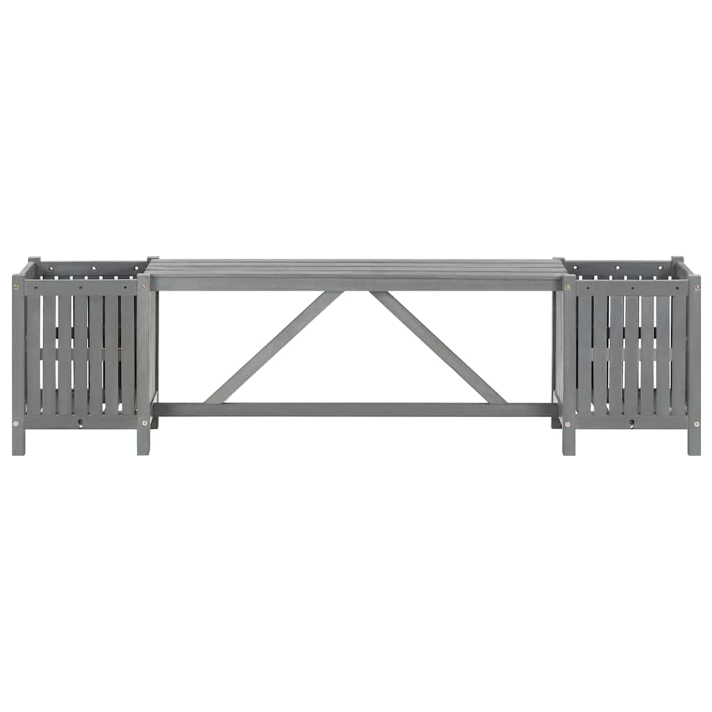 Garden Bench | Grey | Solid acacia wood | 150 cm | Planters