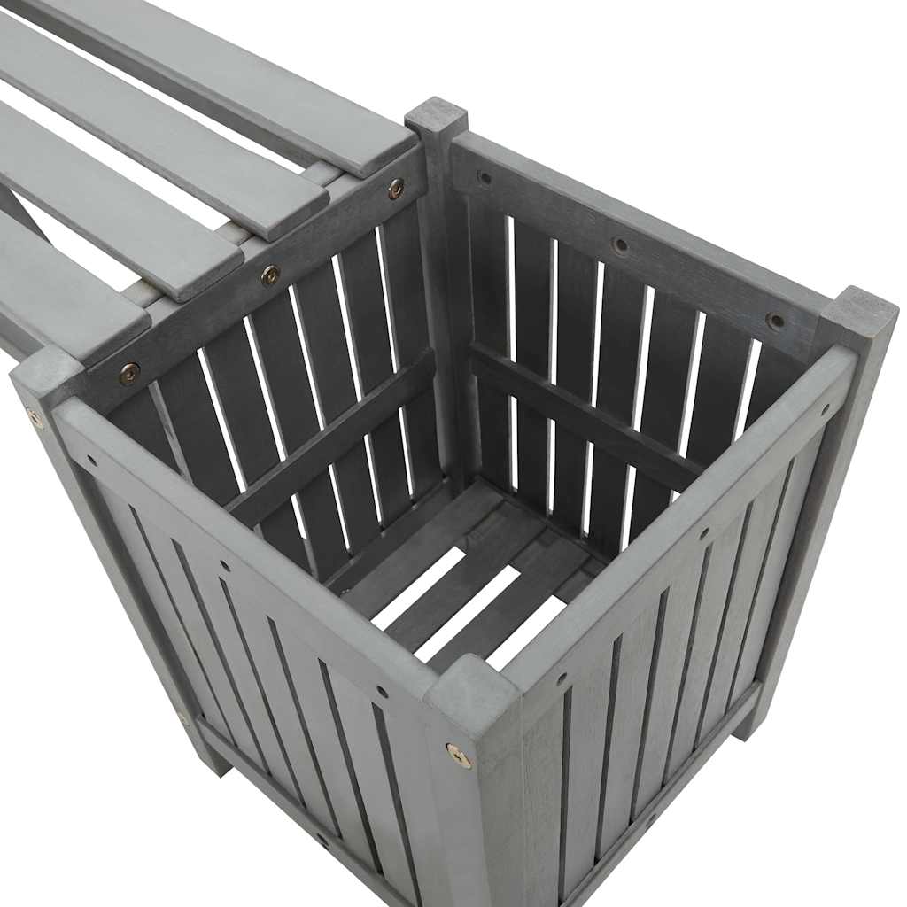 Garden Bench | Grey | Solid acacia wood | 150 cm | Planters