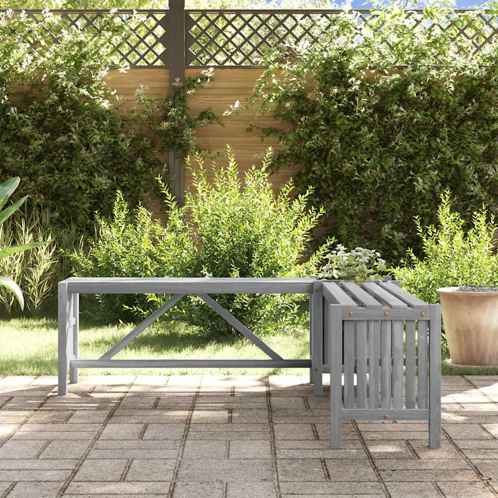 vidaXL Garden Corner Bench with Planter 117cm Solid Acacia Wood Grey