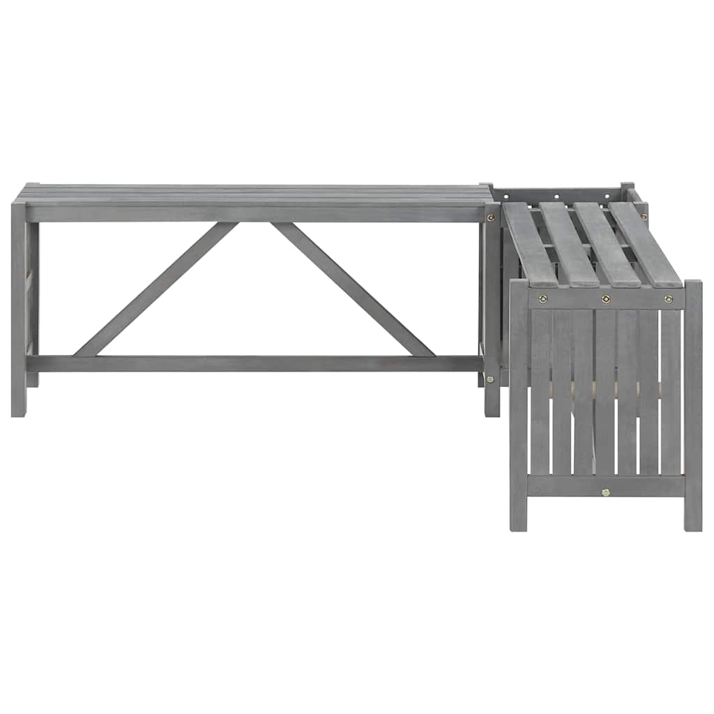 vidaXL Garden Corner Bench with Planter 117cm Solid Acacia Wood Grey