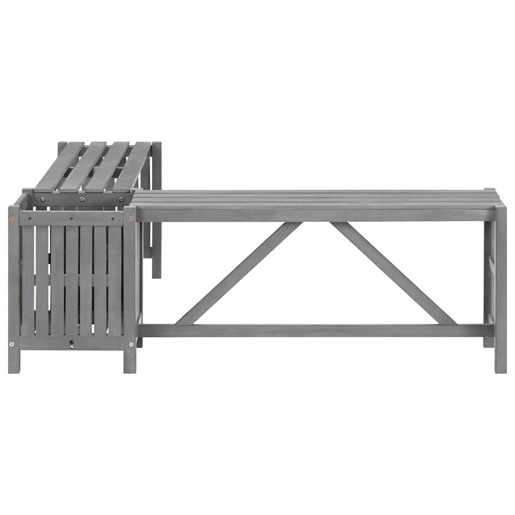 vidaXL Garden Corner Bench with Planter 117cm Solid Acacia Wood Grey