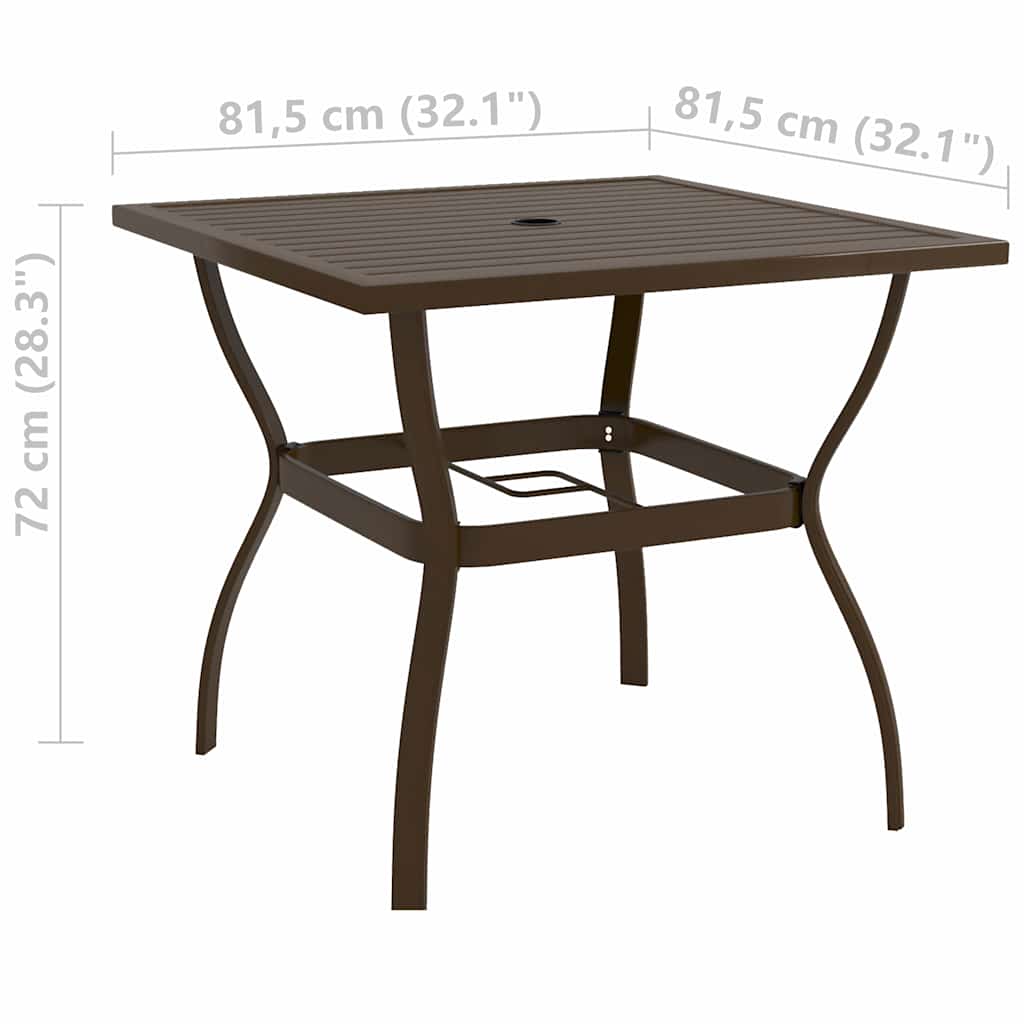 312279 vidaXL Garden Table Brown 81,5x81,5x72 cm Steel