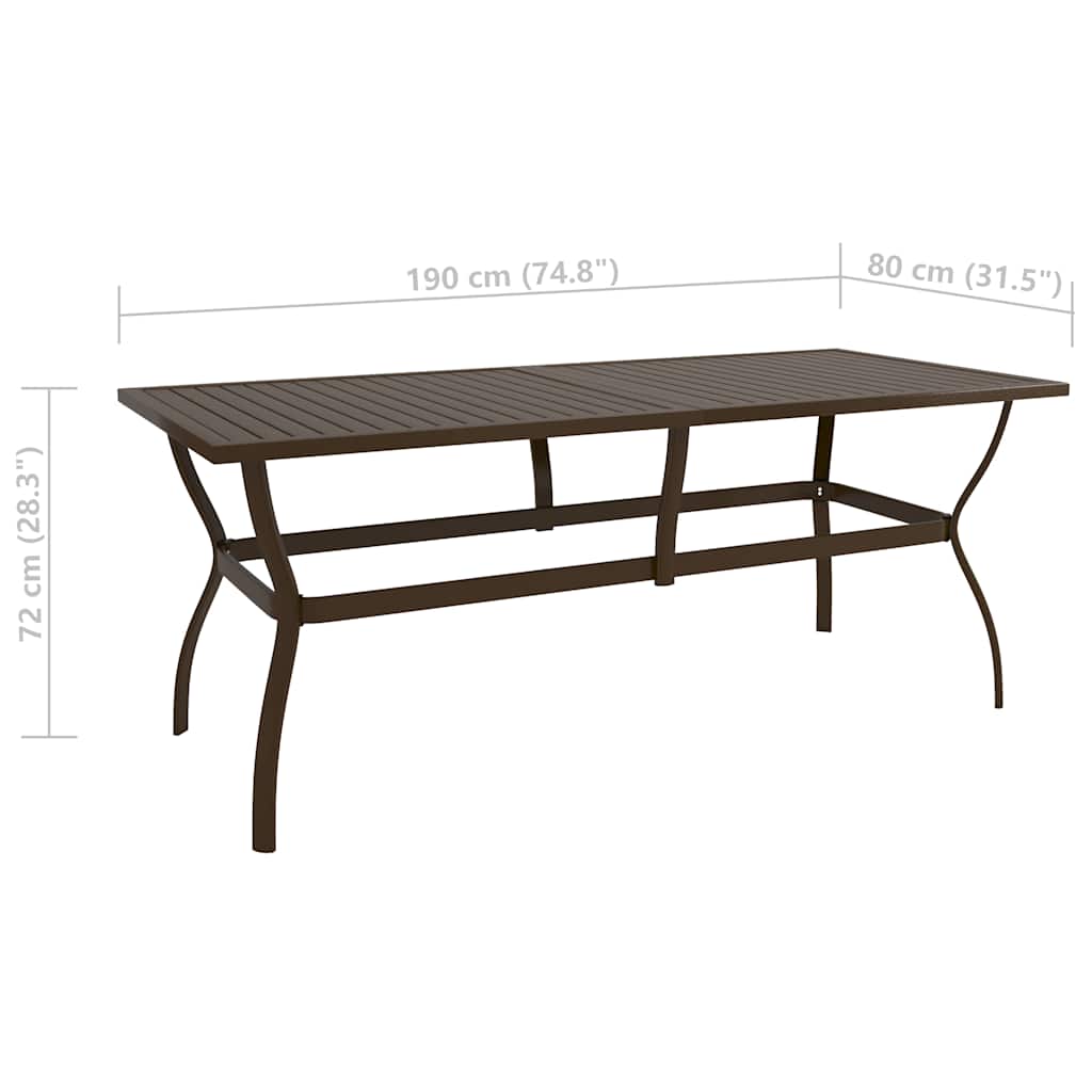 312281 vidaXL Garden Table Brown 190x80x72 cm Steel