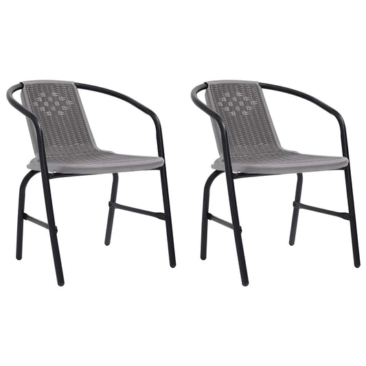 Garden Chairs 2 pcs Plastic Rattan and Steel 110 kg