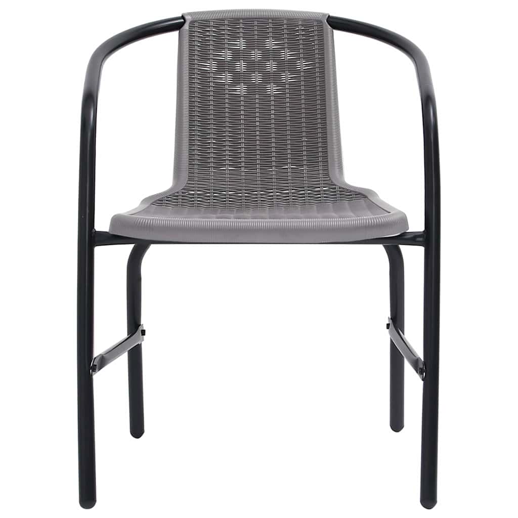 Garden Chair | Set of 4 | Black | Plastic rattan, steel | Standard
