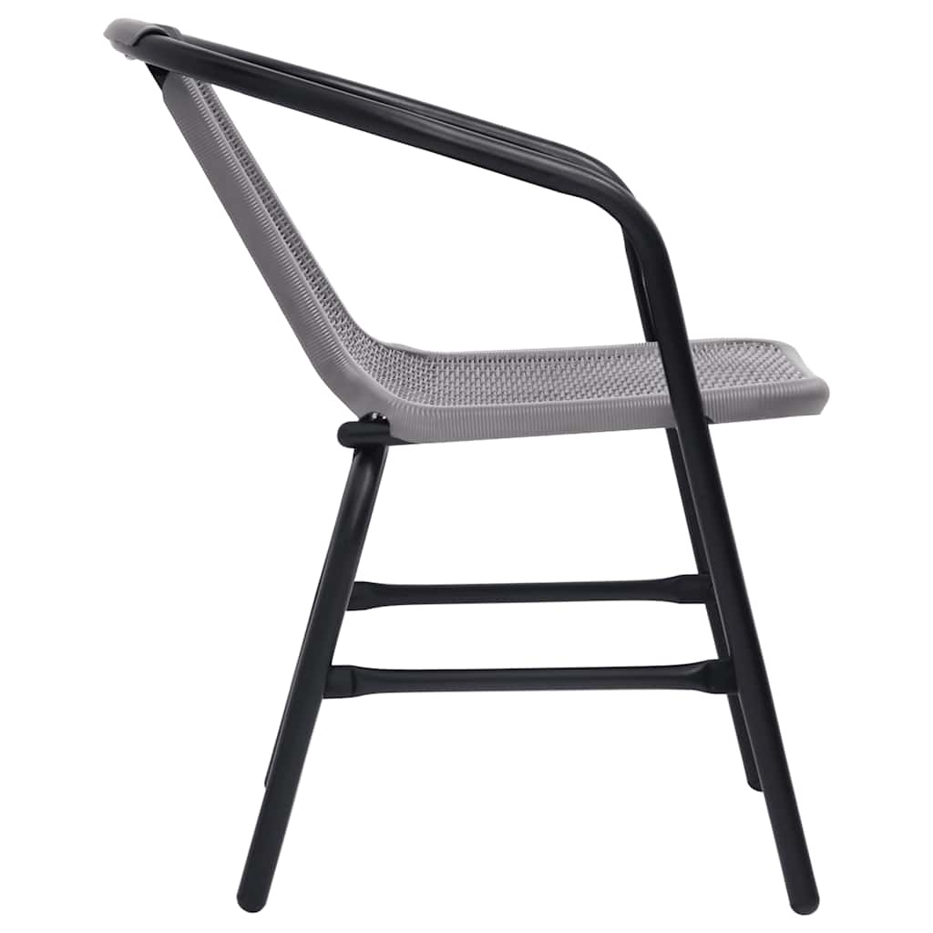 Garden Chair | Set of 4 | Black | Plastic rattan, steel | Standard