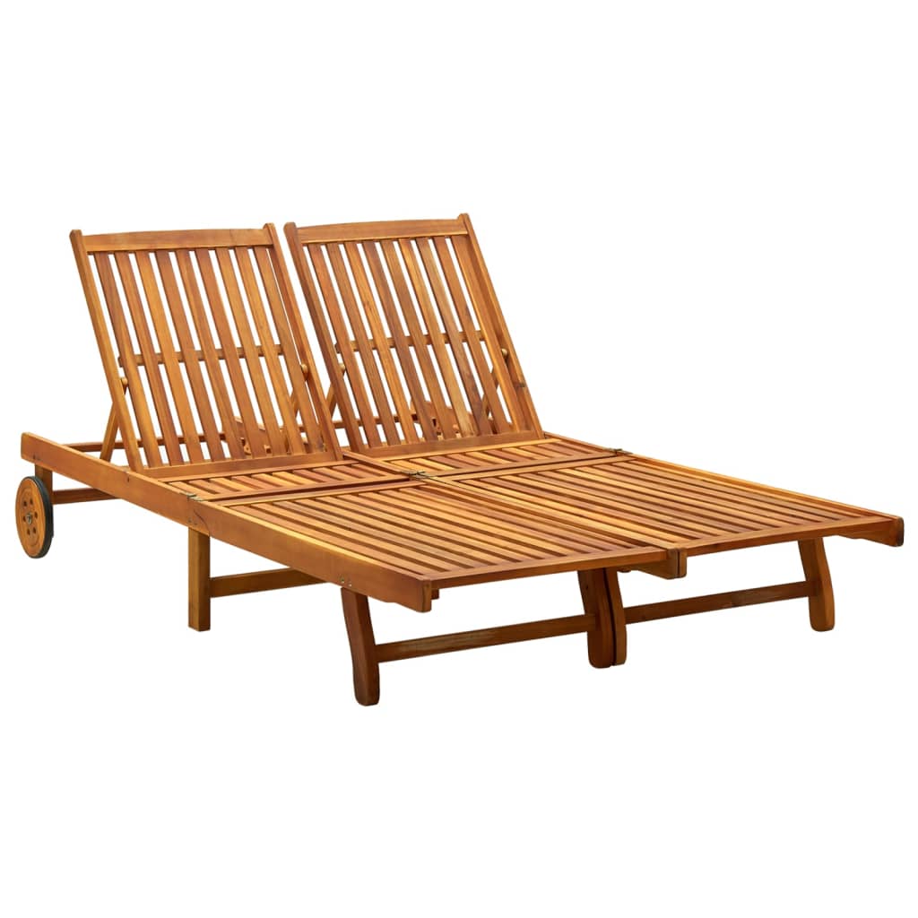 311873 vidaXL 2-Person Sun Lounger Solid Acacia Wood
