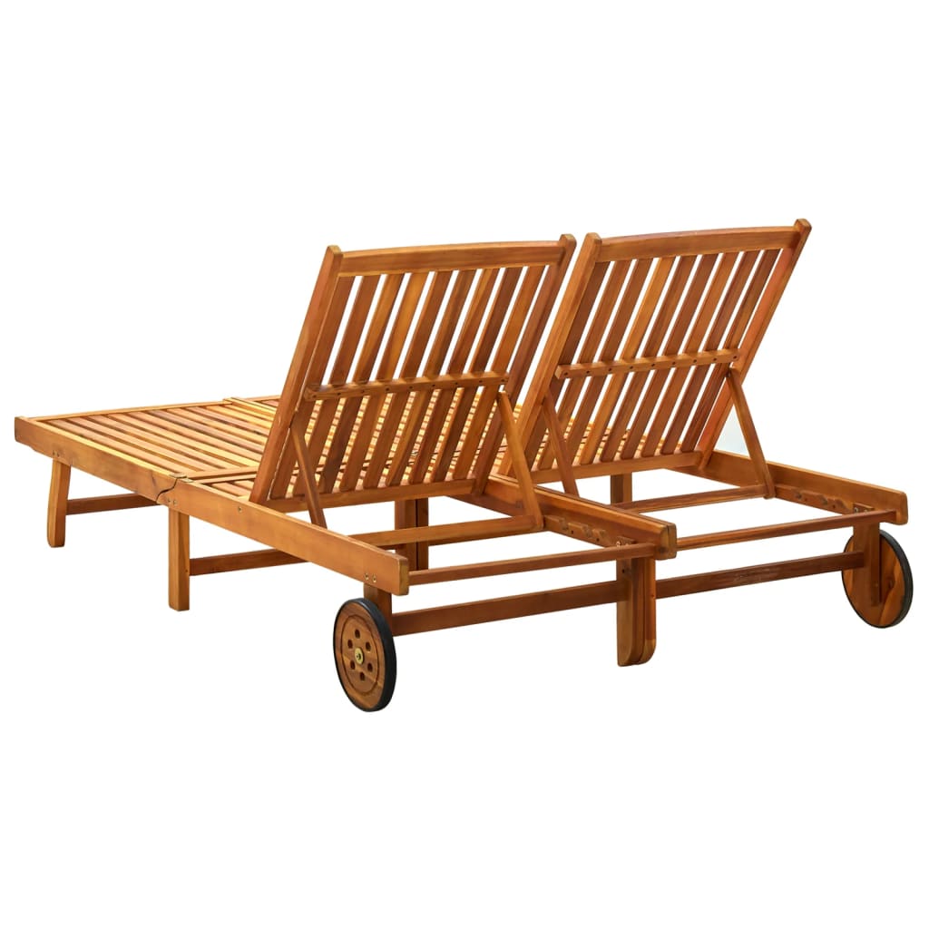 311873 vidaXL 2-Person Sun Lounger Solid Acacia Wood