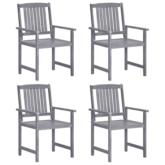 Garden Chair | Set of 4 | Grey | Solid Acacia wood | Standard | Durable