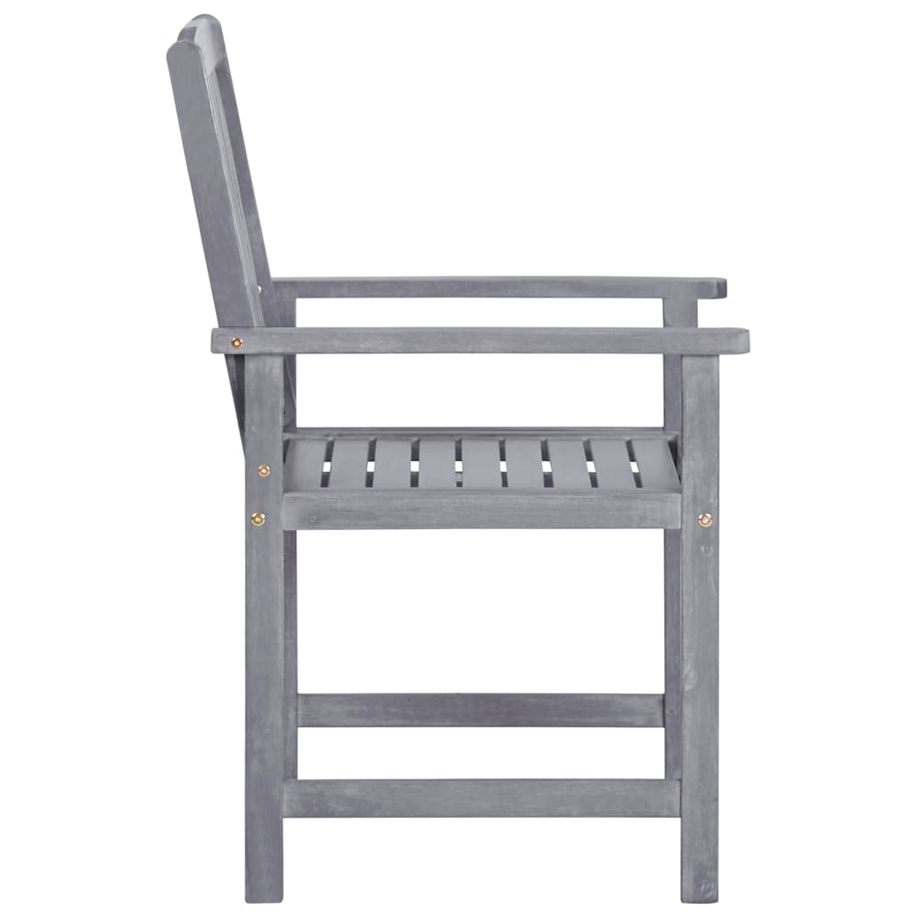 Garden Chair | Set of 4 | Grey | Solid Acacia wood | Standard | Durable