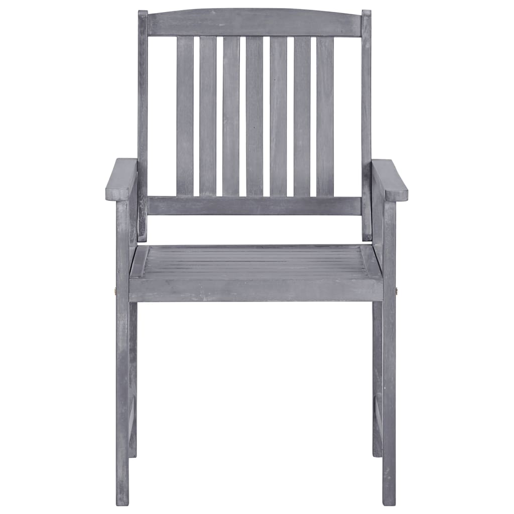 Garden Chair | Set of 4 | Grey | Solid Acacia wood | Standard | Durable