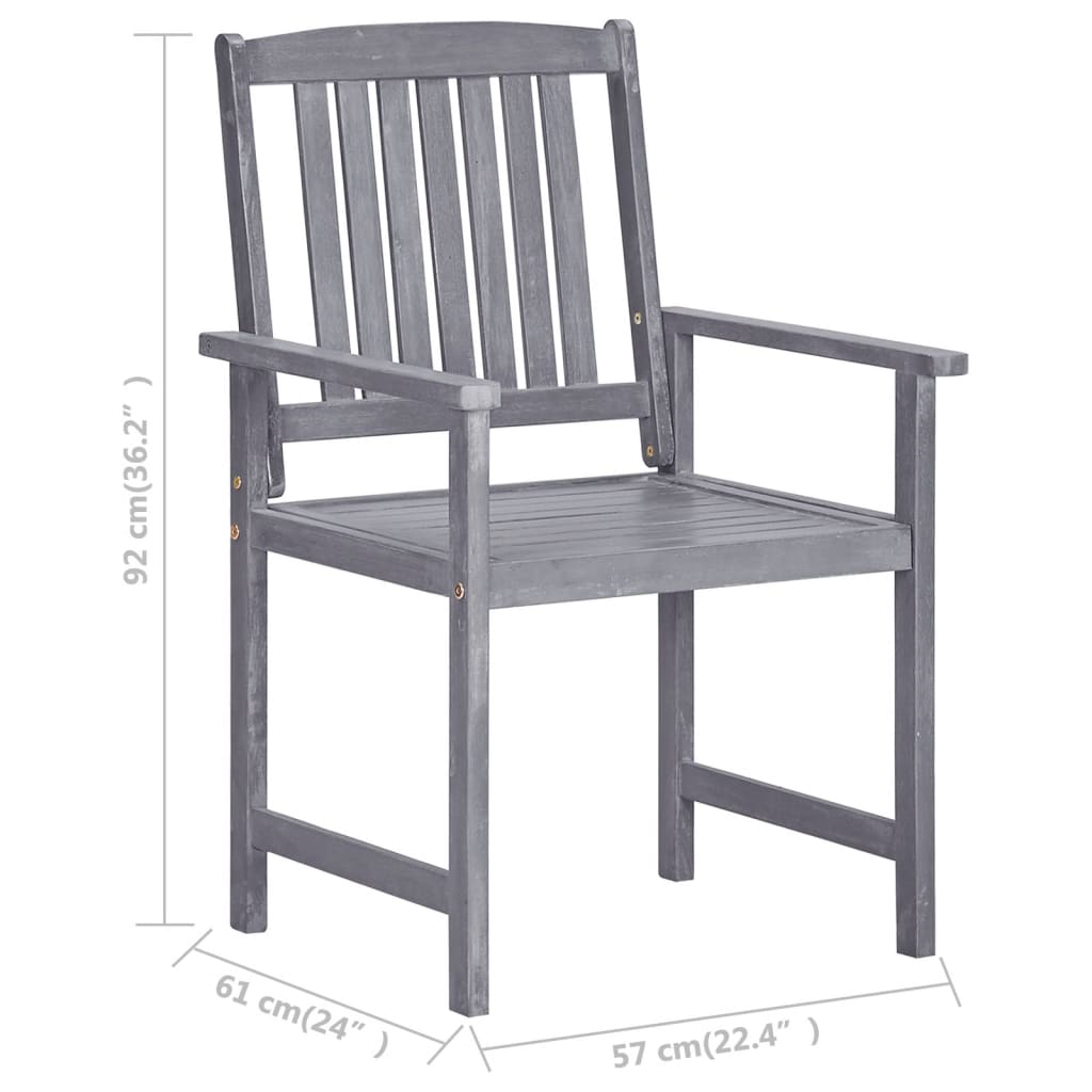 Garden Chair | Set of 4 | Grey | Solid Acacia wood | Standard | Durable