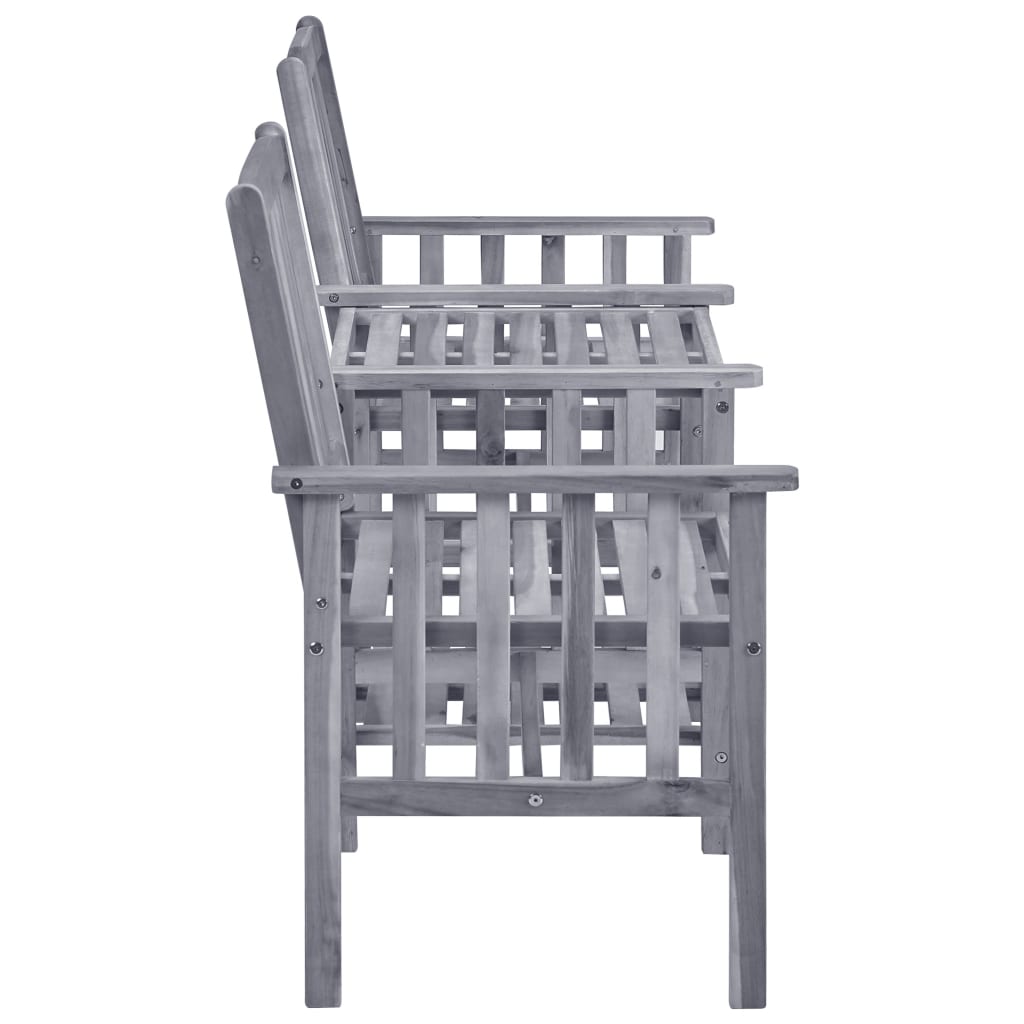 Garden Chair With Tea Table | Grey | Solid Acacia Wood | Medium | Durable