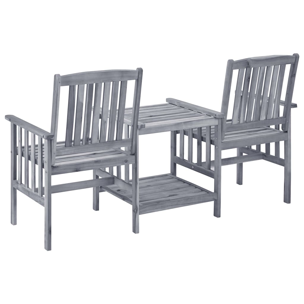 Garden Chair With Tea Table | Grey | Solid Acacia Wood | Medium | Durable