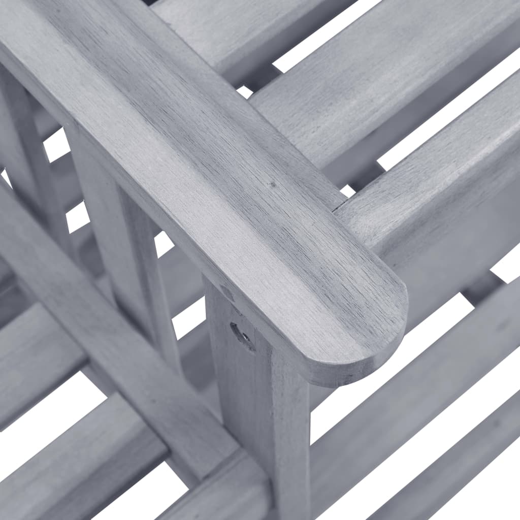 Garden Chair With Tea Table | Grey | Solid Acacia Wood | Medium | Durable