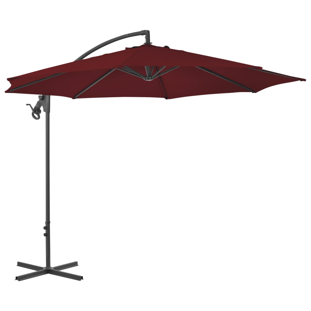 vidaXL Cantilever Garden Parasol with Steel Pole 300 cm Bordeaux Red