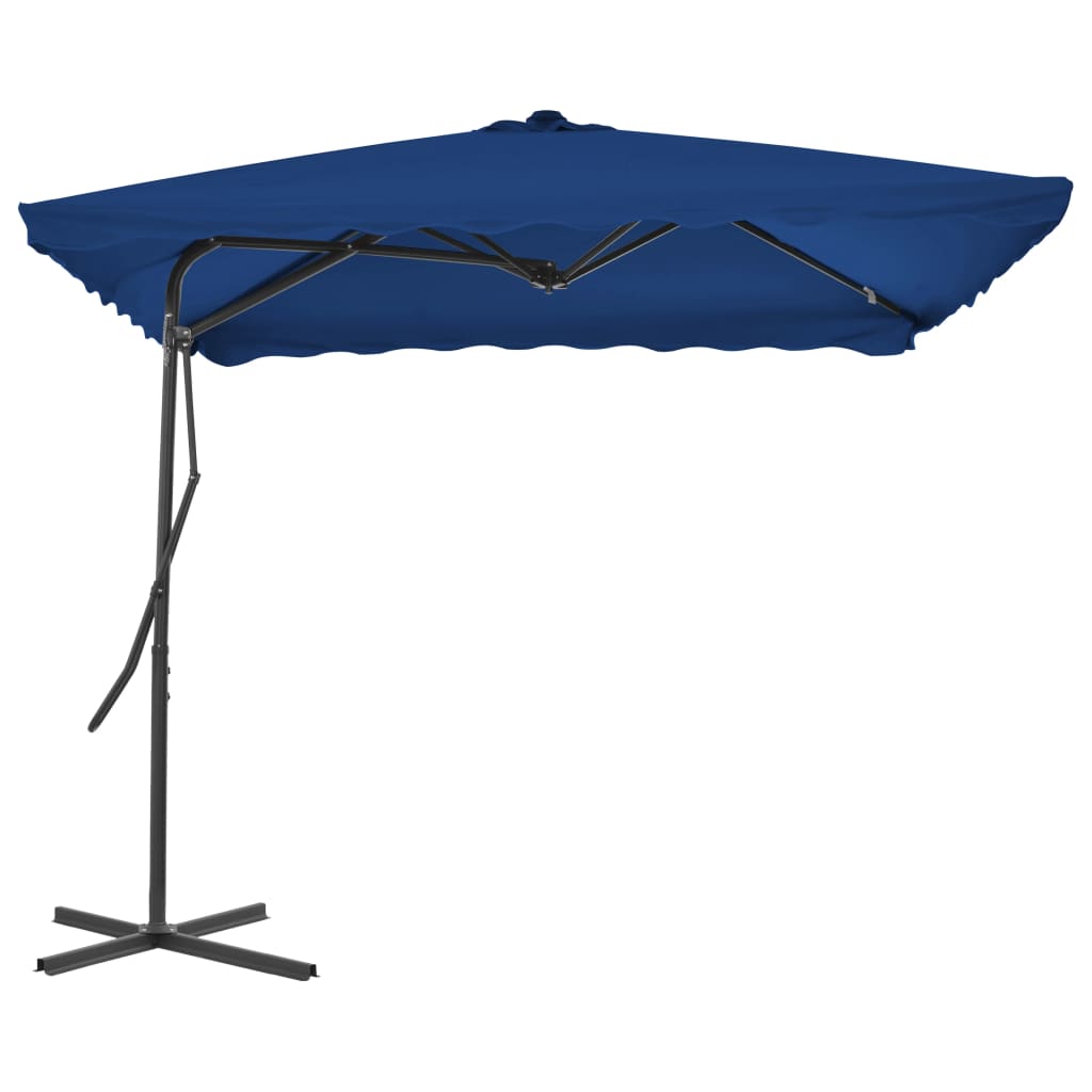 vidaXL Garden Parasol with Steel Pole Blue 250x250x230 cm