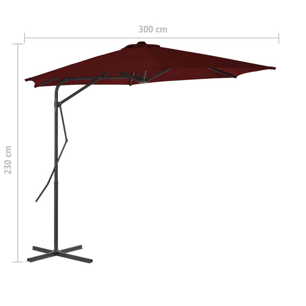 Garden Parasol | Bordeaux Red | Fabric | Medium | Rotatable