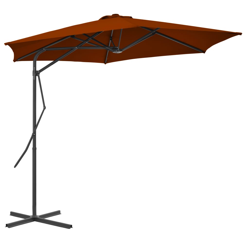 vidaXL Garden Parasol with Steel Pole Terracotta 300x230 cm