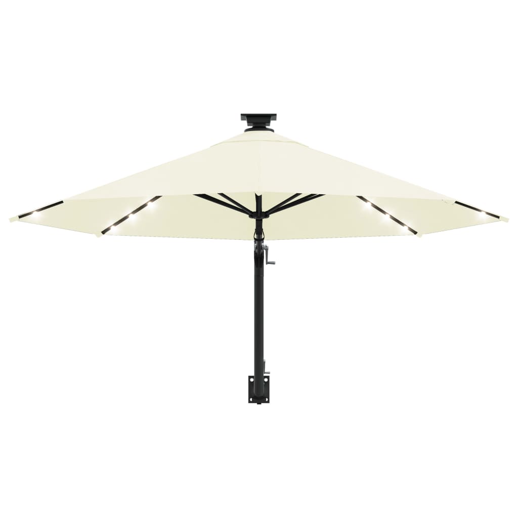 vidaXL Wall-mounted Garden Parasol with LEDs 300 cm Sand