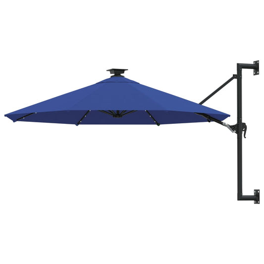 Wall-mounted Garden Parasol with LEDs 300 cm Blue