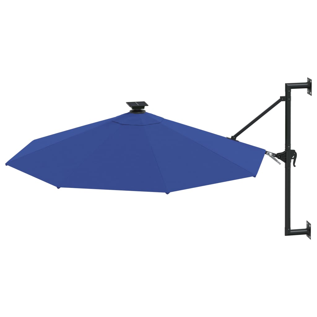 Wall-mounted Garden Parasol with LEDs 300 cm Blue