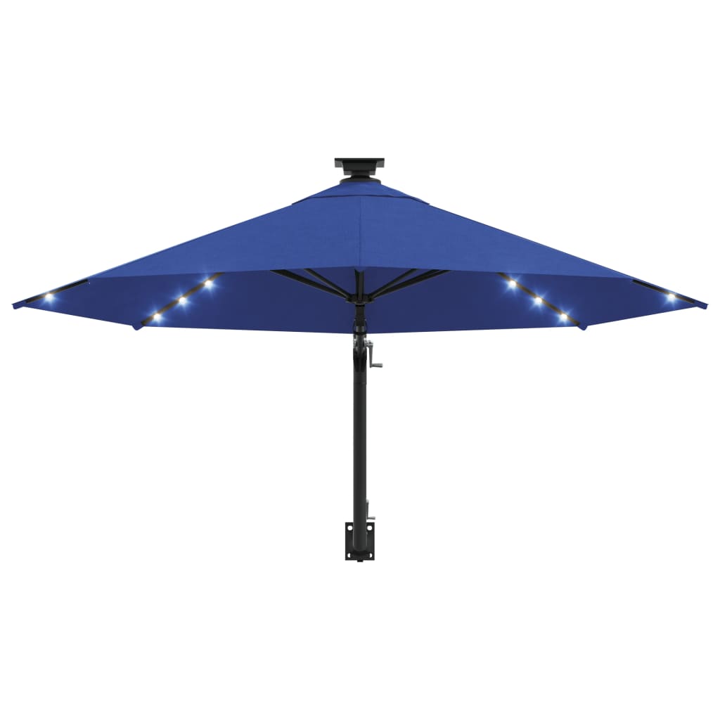 Wall-mounted Garden Parasol with LEDs 300 cm Blue