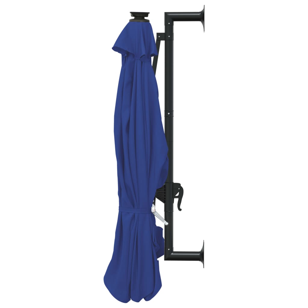 Wall-mounted Garden Parasol with LEDs 300 cm Blue