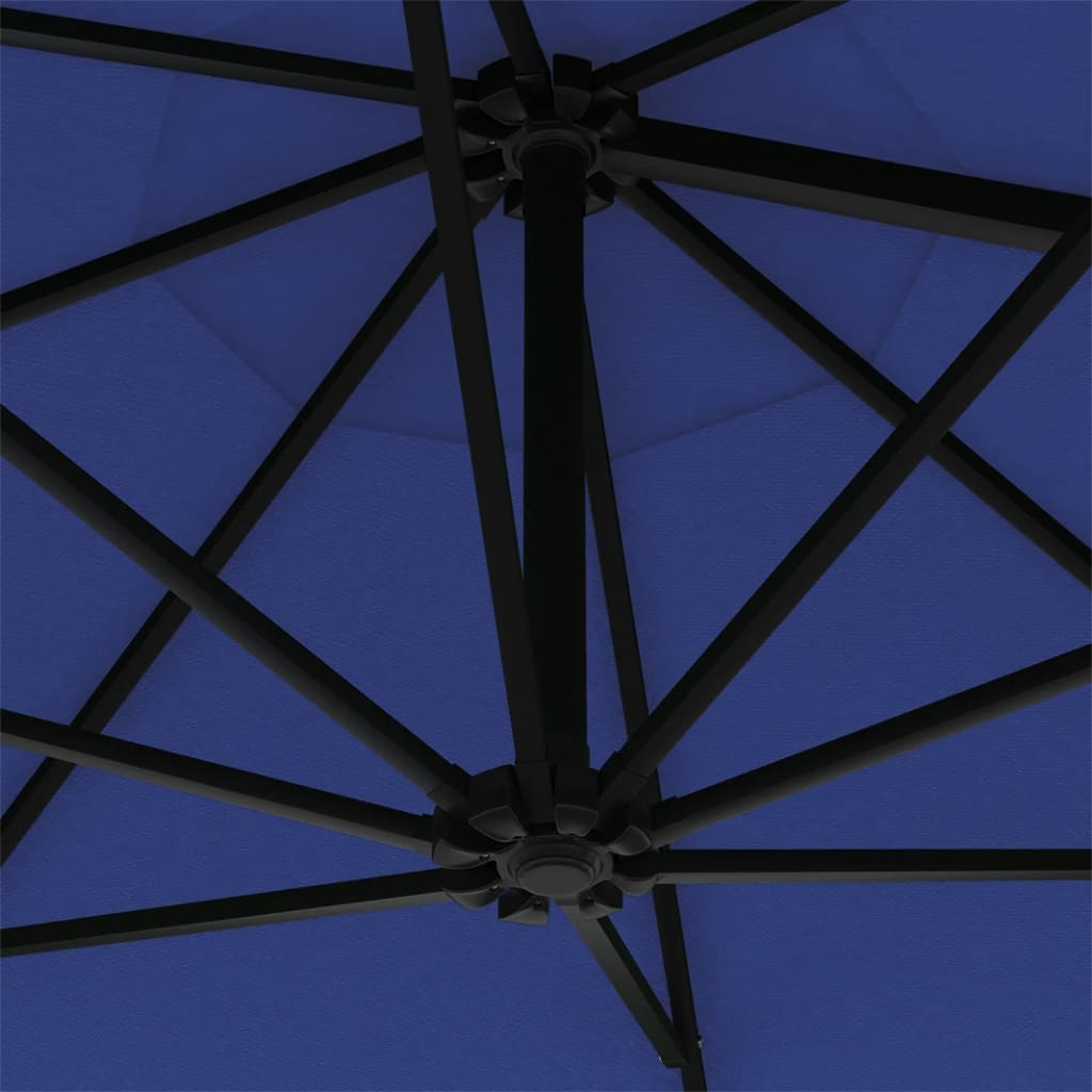 Wall-mounted Garden Parasol with LEDs 300 cm Blue