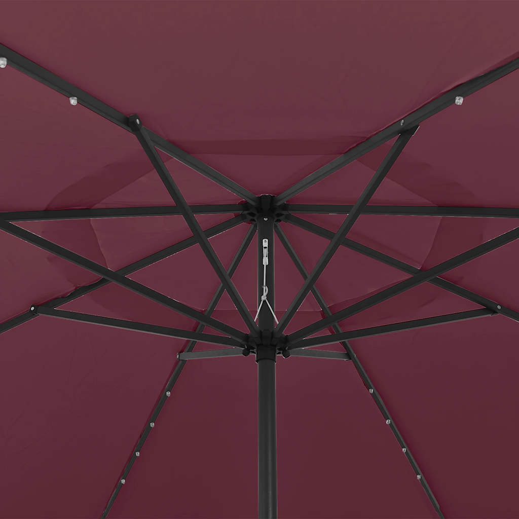 312534 vidaXL Garden Parasol with LED Lights 400 cm Bordeaux Red