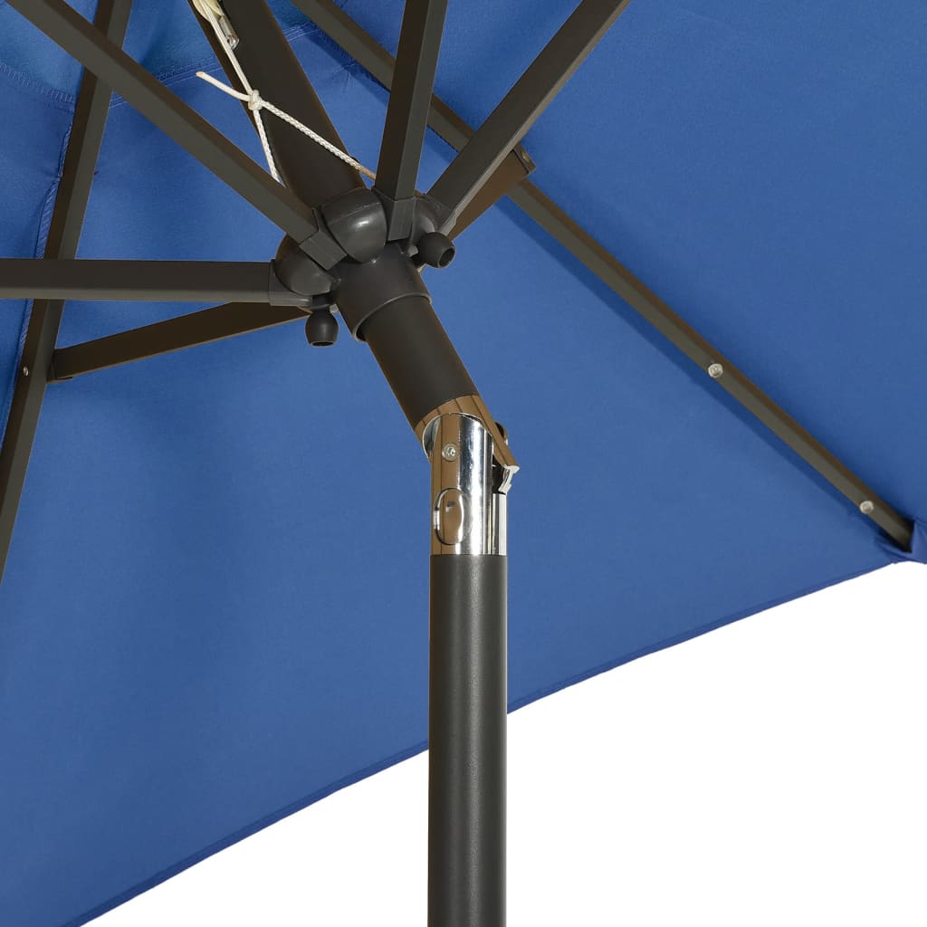Garden Parasol with LED Lights Azure Blue 200x211 cm Aluminium