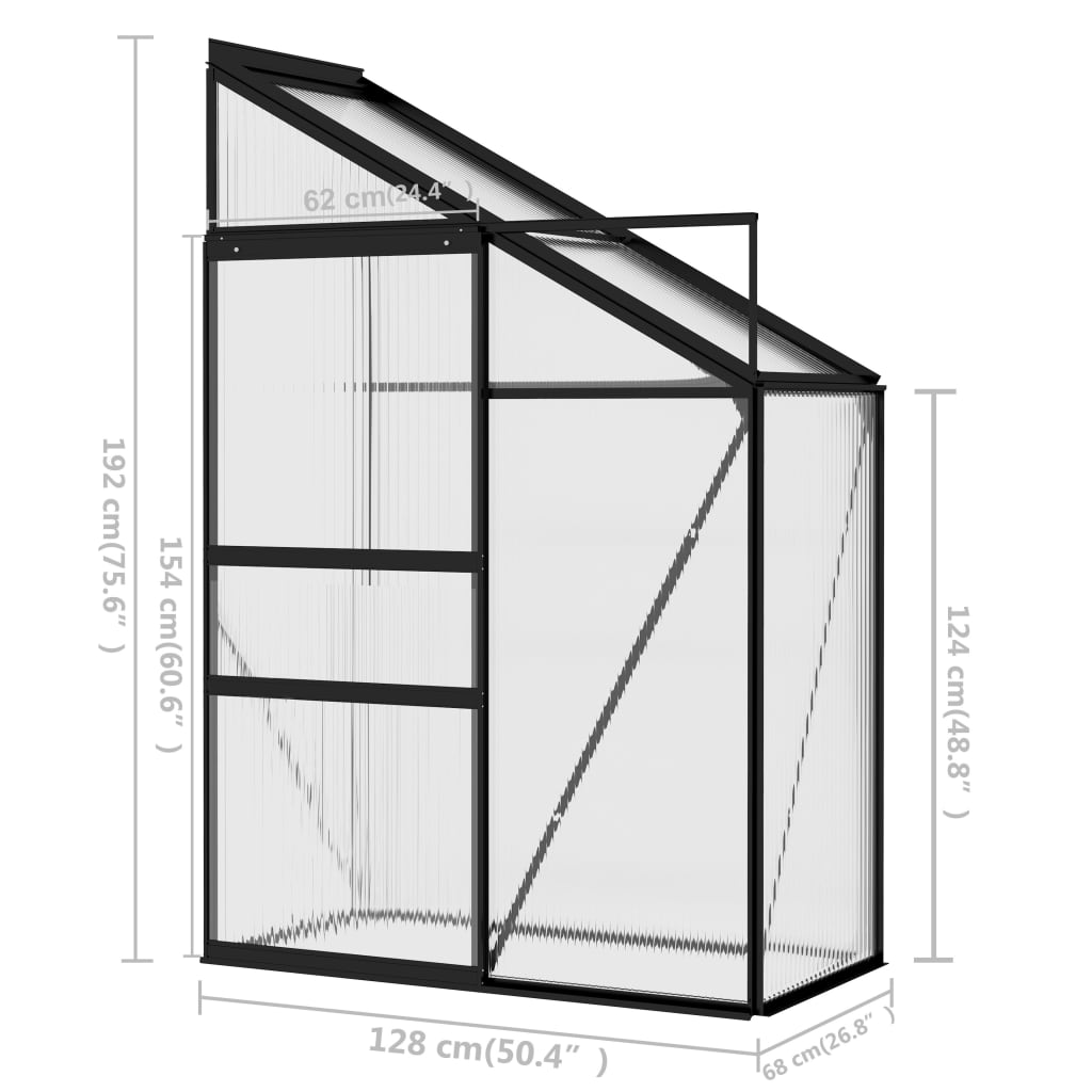 vidaXL Greenhouse Anthracite Aluminium 1.38 m³