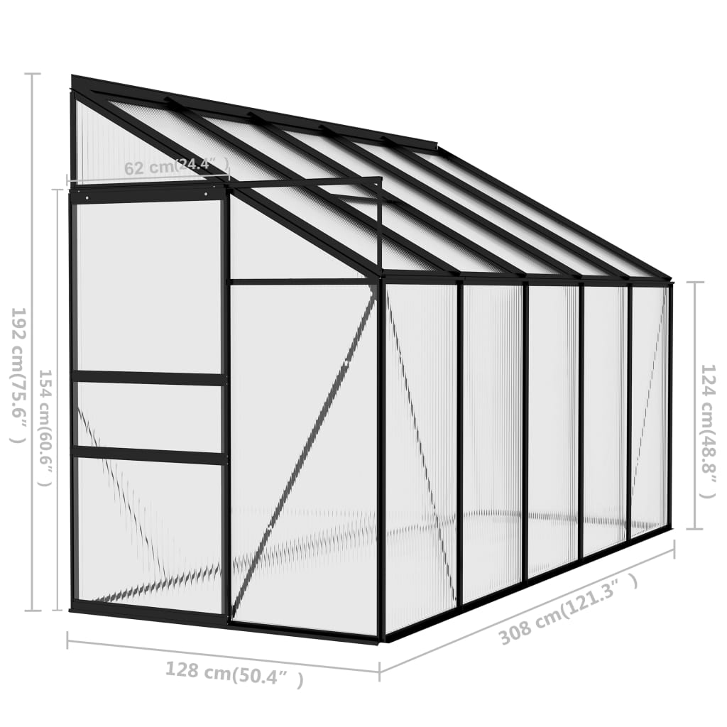 vidaXL Greenhouse Anthracite Aluminium 6.23 m³