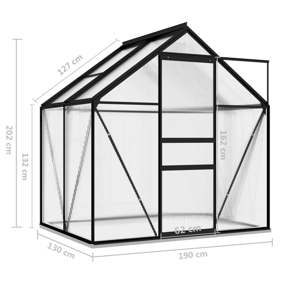 vidaXL Greenhouse Anthracite Aluminium 2.47 m²