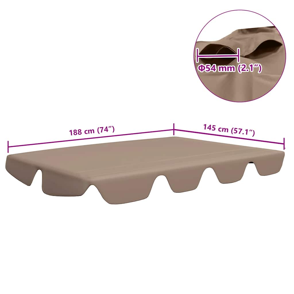 Replacement Canopy for Garden Swing Taupe 188/168x145/110 cm