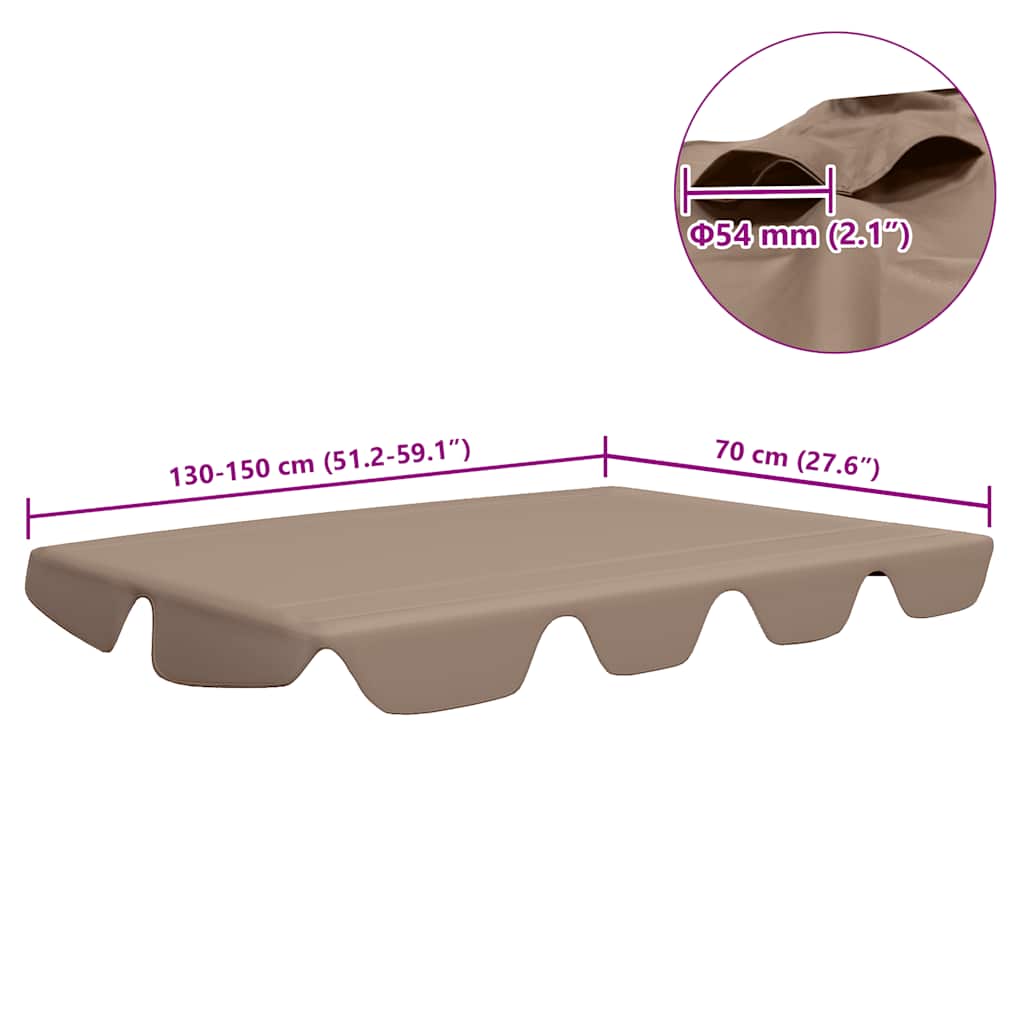 Replacement Canopy for Garden Swing Taupe 150/130x105/70 cm