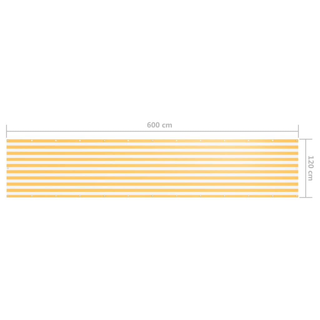 Balcony Screen White and Yellow 120x600 cm Oxford Fabric