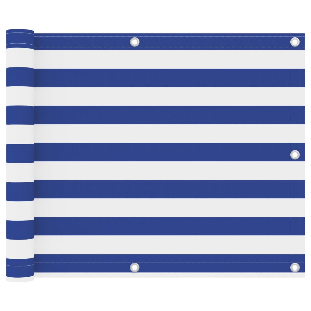 Balcony Screen White and Blue 75x500 cm Oxford Fabric