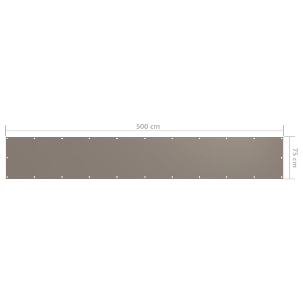 vidaXL Balcony Screen Taupe 75x500 cm Oxford Fabric