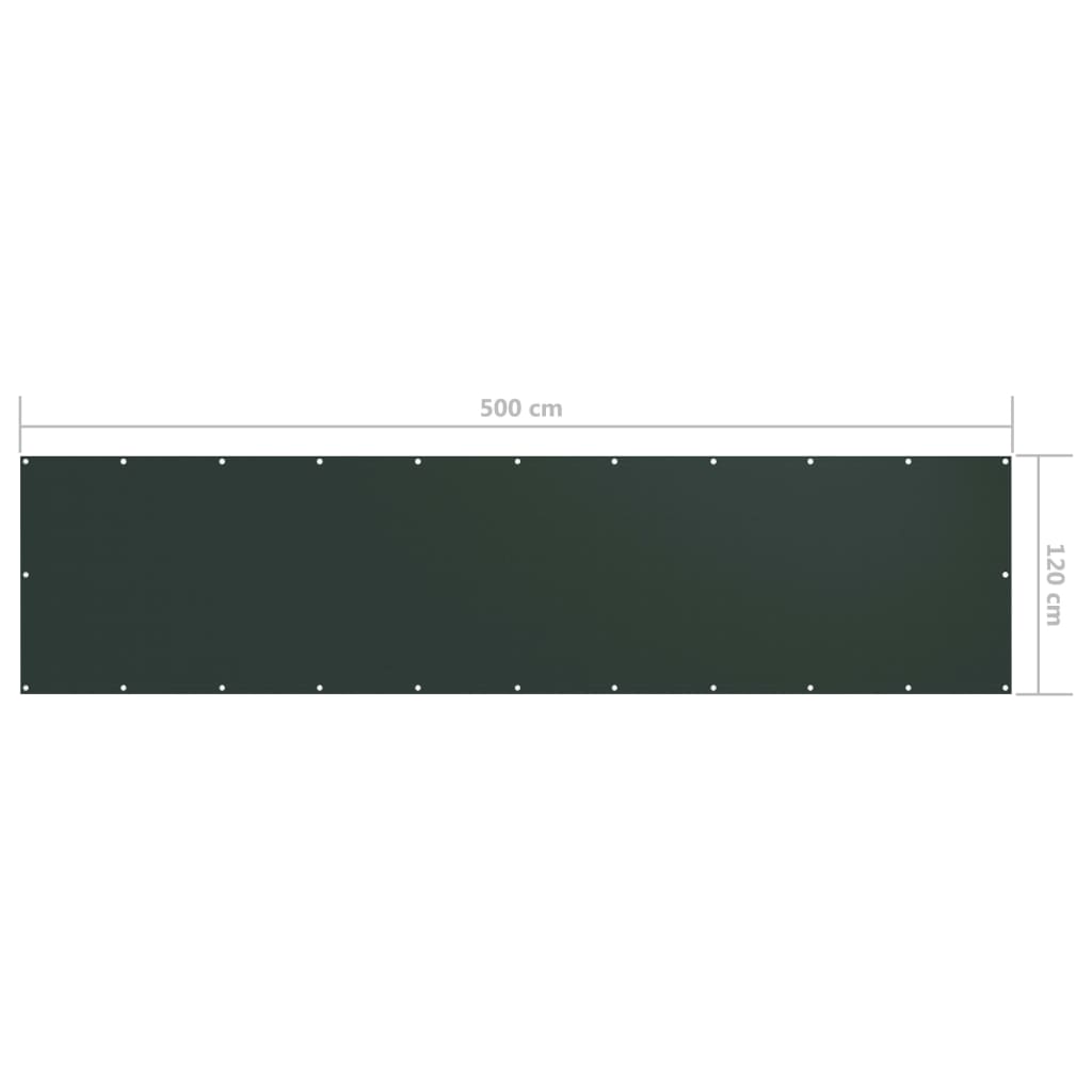 vidaXL Balcony Screen Dark Green 120x500 cm Oxford Fabric