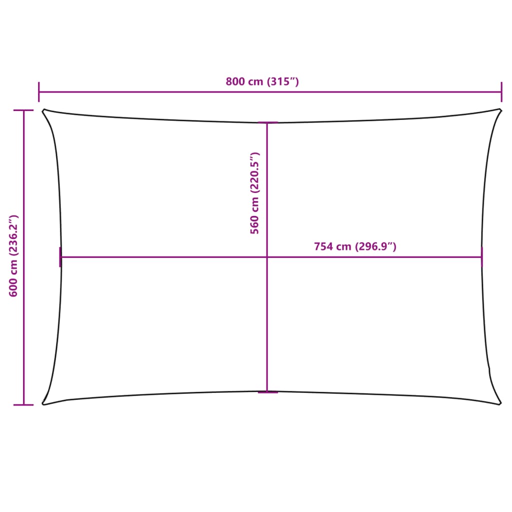 vidaXL Sunshade Sail Oxford Fabric Rectangular 6x8 m Cream