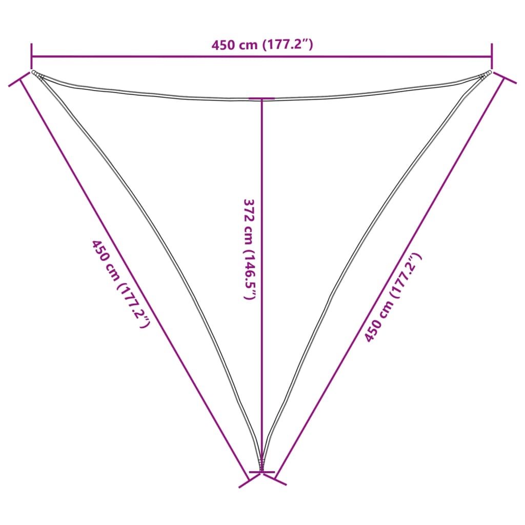 vidaXL Sunshade Sail Oxford Fabric Triangular 4.5x4.5x4.5 m Brown