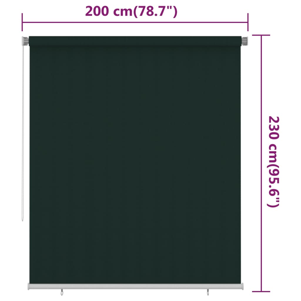 Outdoor Roller Blind 200x230 cm Dark Green HDPE
