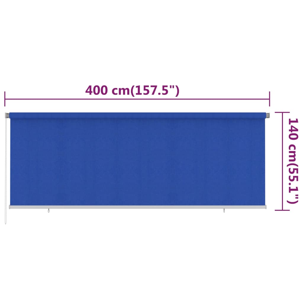 Outdoor Roller Blind 400x140 cm Blue HDPE