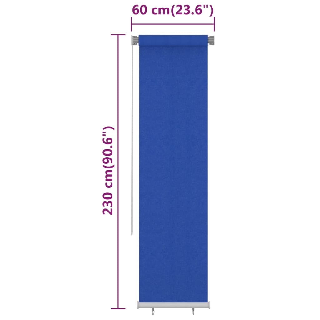 Outdoor Roller Blind 60x230 cm Blue HDPE