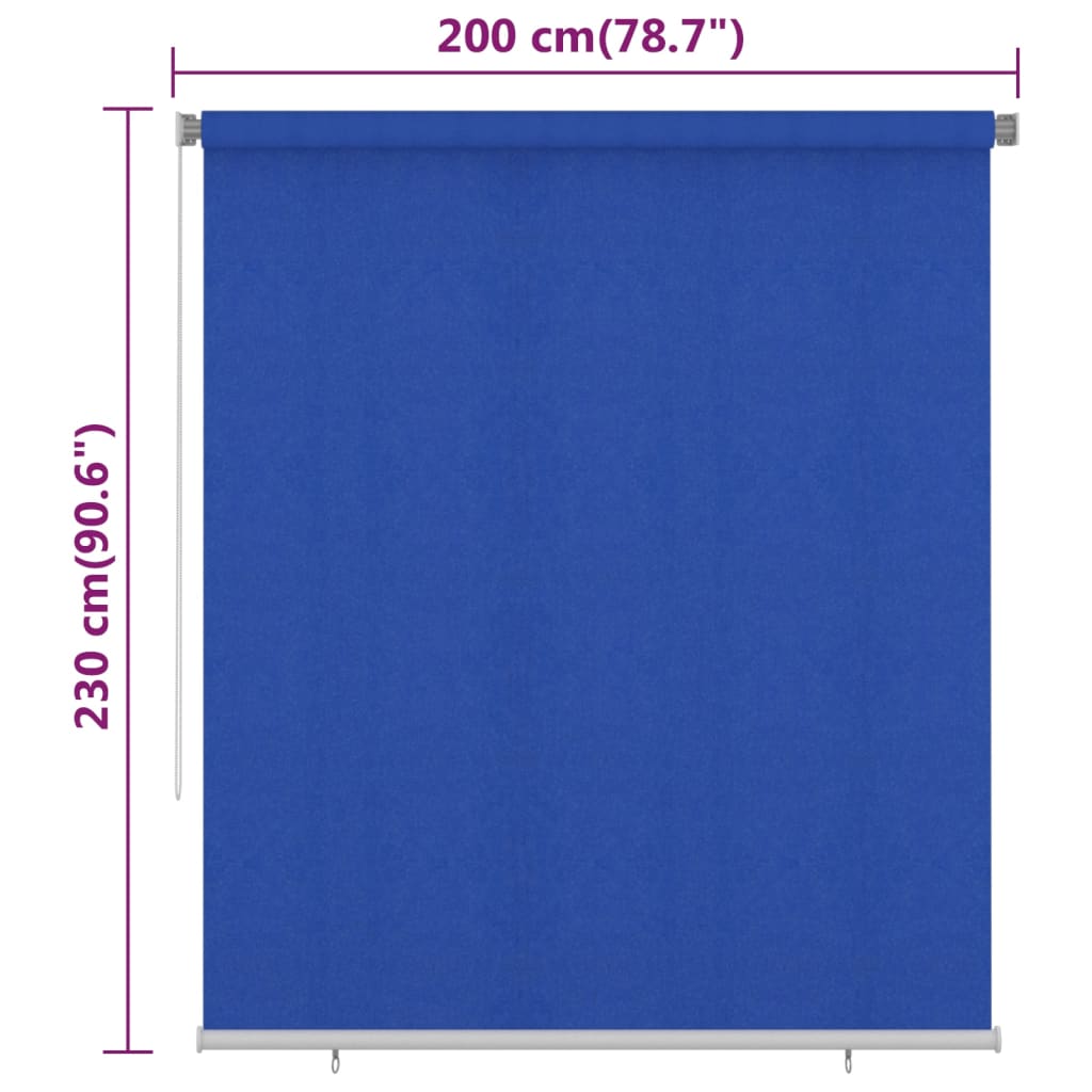Outdoor Roller Blind 200x230 cm Blue HDPE