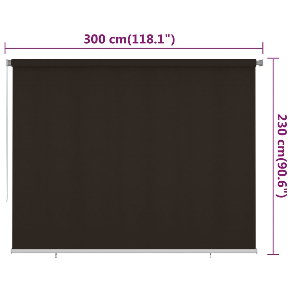 Outdoor Roller Blind 300x230 cm Brown HDPE
