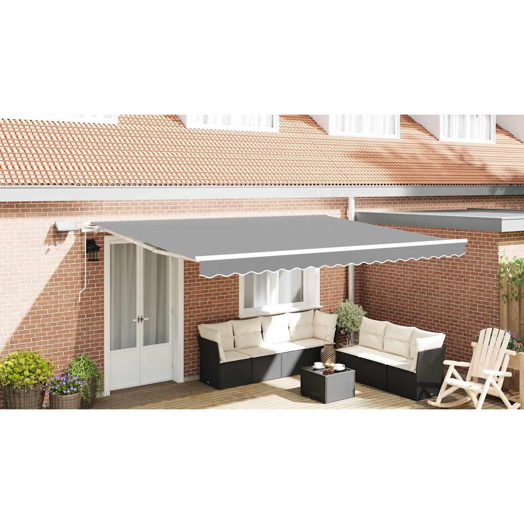 Awning Frame with LED Strip Lights White 500 x 300 cm Aluminium